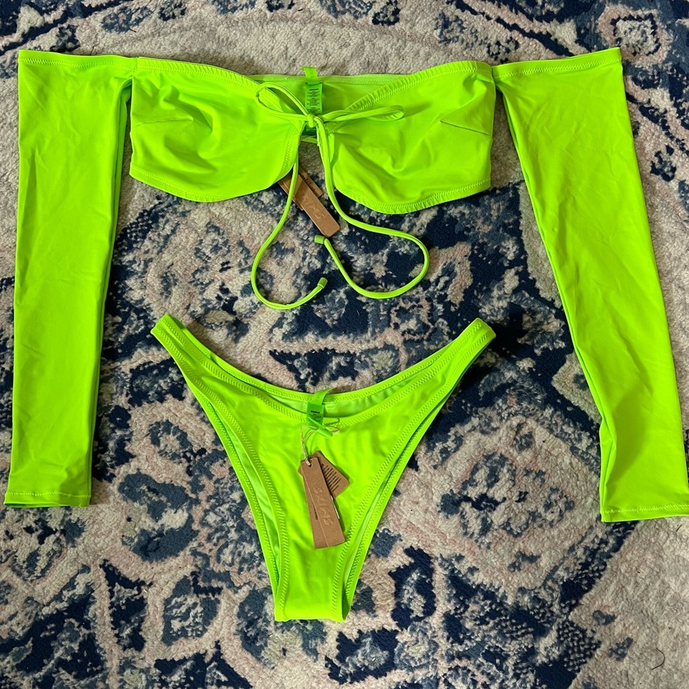 NWT Skims Neon Green Bikini Top and Bottom